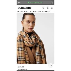 Burberry Metallic Vintage Check Scarf
